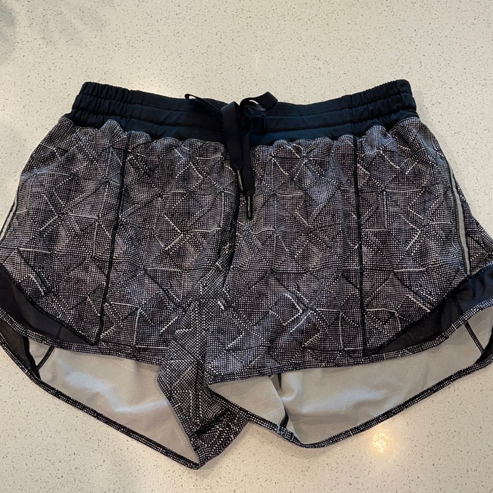 Lululemon 8 running shorts, 4 inch inseam.